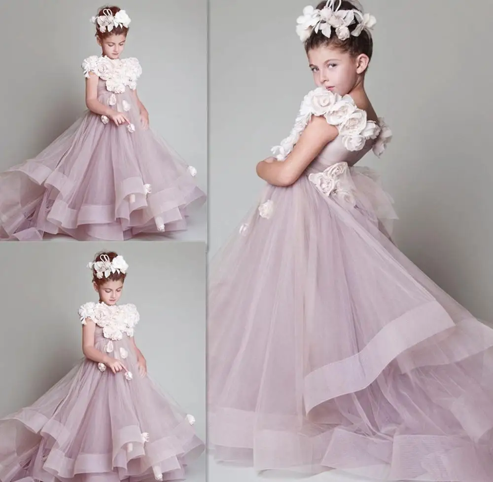 

Платья для девочек с цветочной аппликацией, 3 D