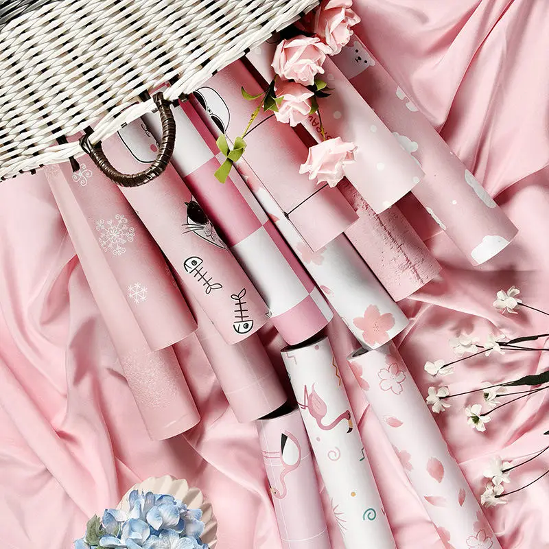 Розовые Настенные наклейки для девочек Декоративные самоклеящиеся обои с