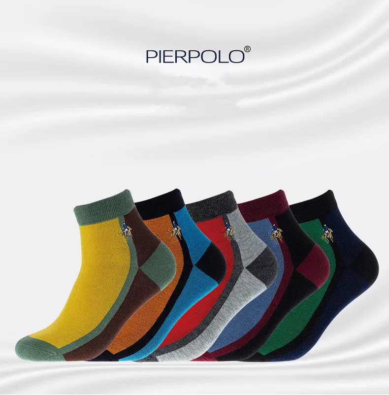 

Носки Pier Polo мужские с вышивкой, модные деловые повседневные хлопковые, разные цвета, круглые подарочные, разные цвета, Осень-зима