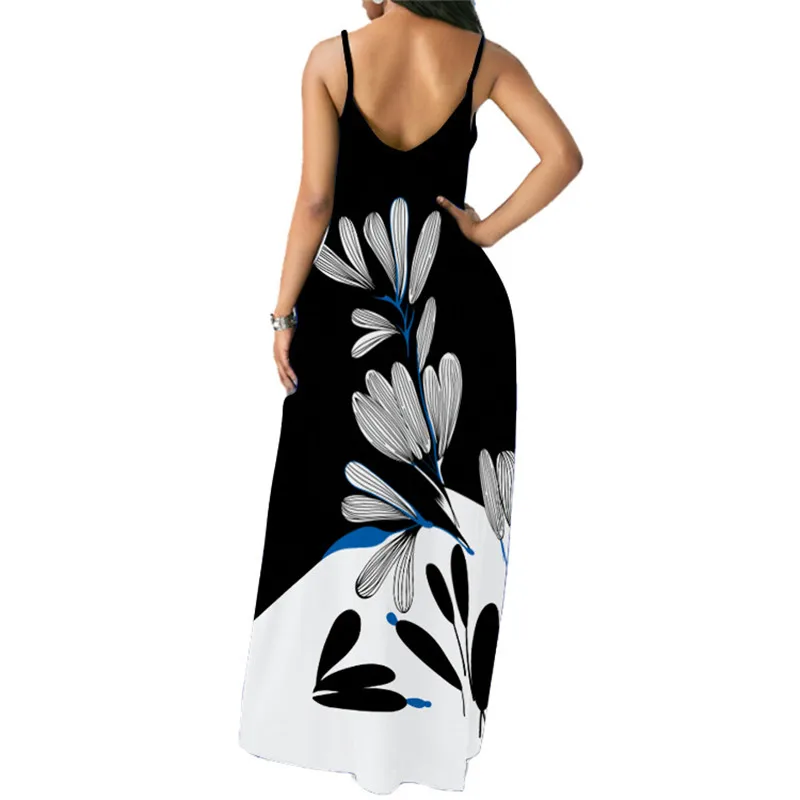 

Sexy Sleeveless Long Dress 2021 Casual Beach Women Summer Dress Lady V Neck Butterfly Printed Dress Elegant Evening Party Dress