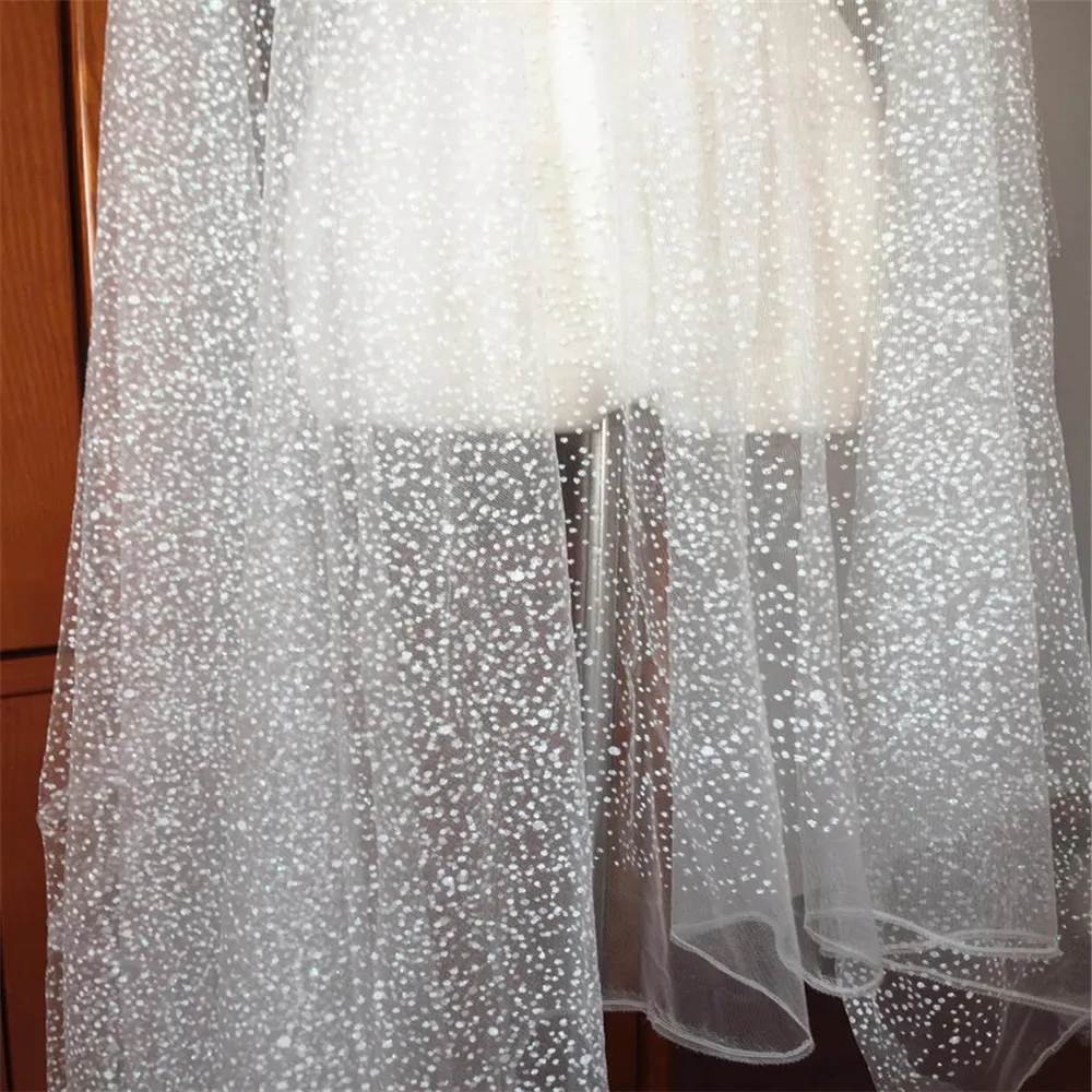 Тюль кружевной в горошек 5 ярдов/партия мягкий белый с блестками свадебная вуаль