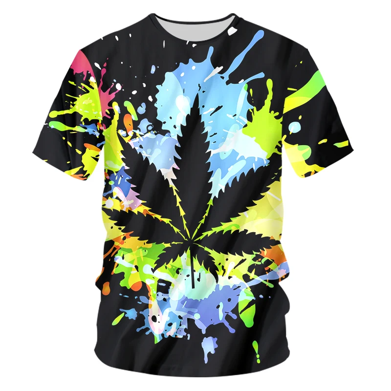 

IFPD Men EU Size 3d Print O-neck T Shirts Maple Colorful Leaf Streetwear Weed Plant Women Fashion T-shirt Harajuku Oversize 6XL