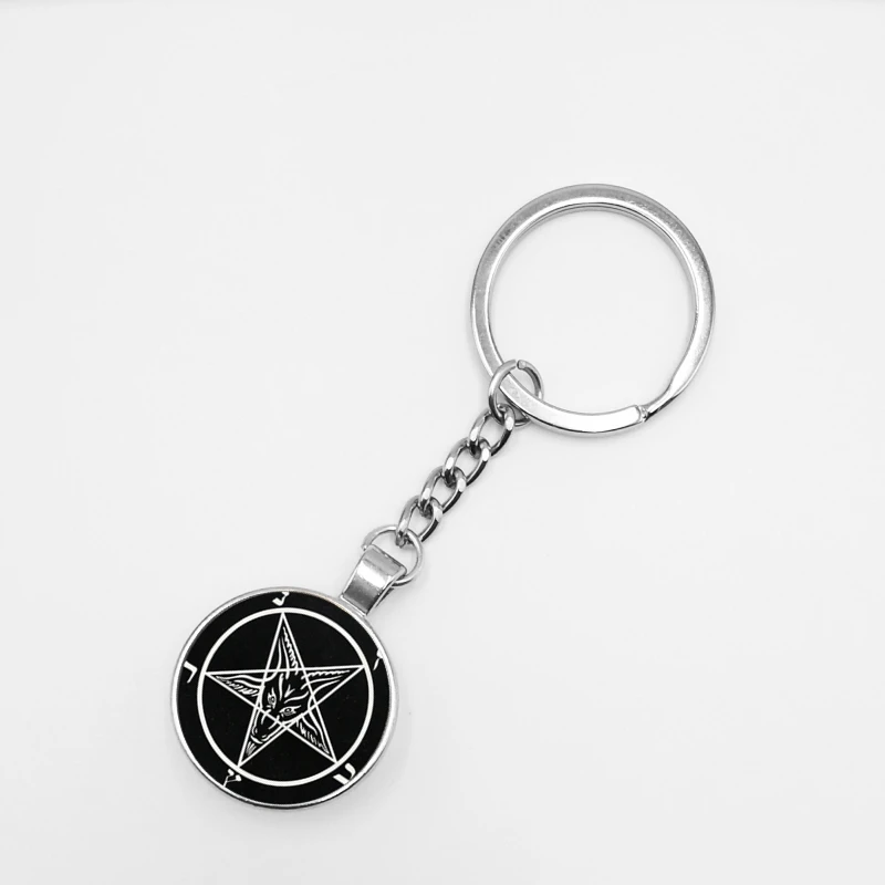 Новинка 2019 лидер продаж брелок для ключей Baphomet с пятиконечной звездой стеклянная