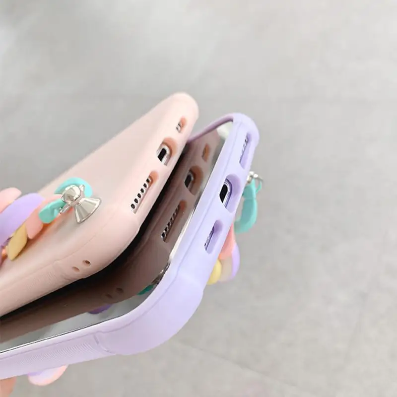

Candy Color Wrist Chain Phone Case For iPhone 11 12 Pro Max 12 Mini XS Max X XR 8 7 Plus Soft Silicone Corner Bumper Phone Cover