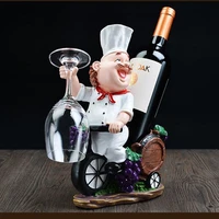sales cook wine rack statue wine bottle storage organizer resin craftwork chef wine holder home decor l3074