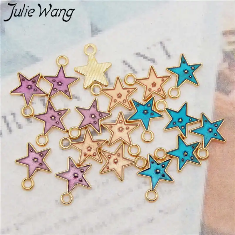 18 шт. эмалированные Подвески Julie Wang в форме маленькой звезды подвеска из сплава