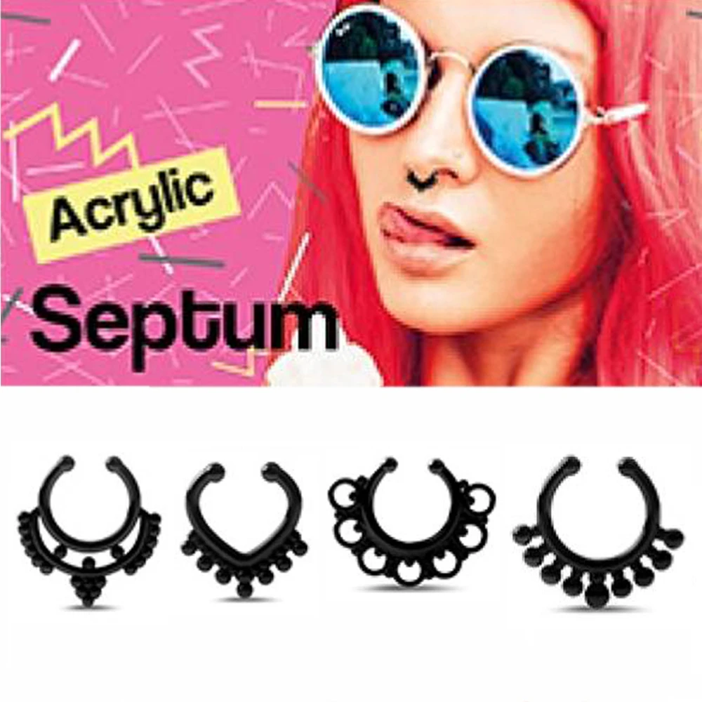 Кольцо для носа U-образной формы имитация пирсинга из акрила и нержавеющей стали