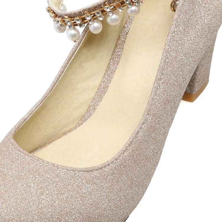 Big Size 11 12 13 14 ladies high heels women shoes woman pumps Waterproof platform with round head and shallow sequins | Обувь