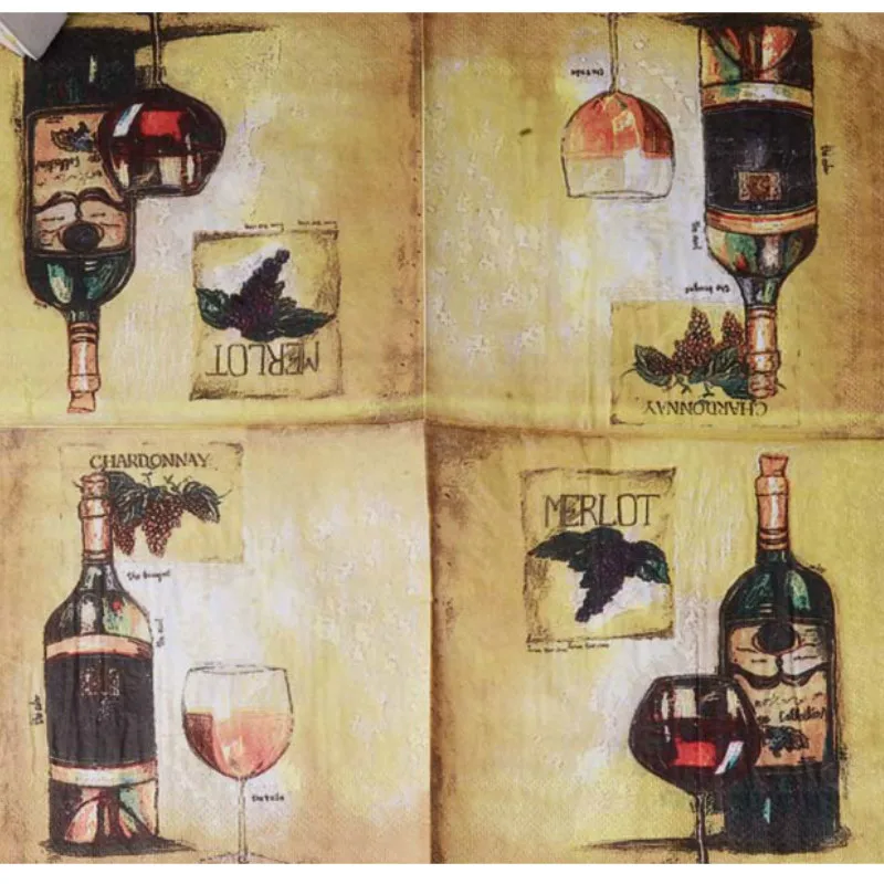 2020 Новые 20 шт красное вино бумажная салфетка винтажные Декупажные матрацы для