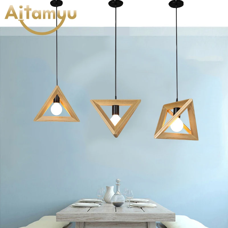 Скандинавская Подвесная лампа деревянный светодиодный светильник цветной