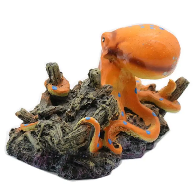 

Octopus Treasure Chest Aquarium Fish Tank Landscaping Decoration Vintage Decorative Resin Hideaway Shrimp Breeding Shelter