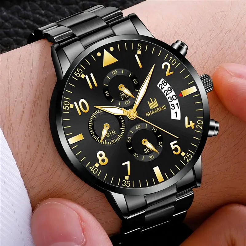 Shaarms 2019 кварцевые мужские часы чехол из сплава модные с календарем военный дизайн