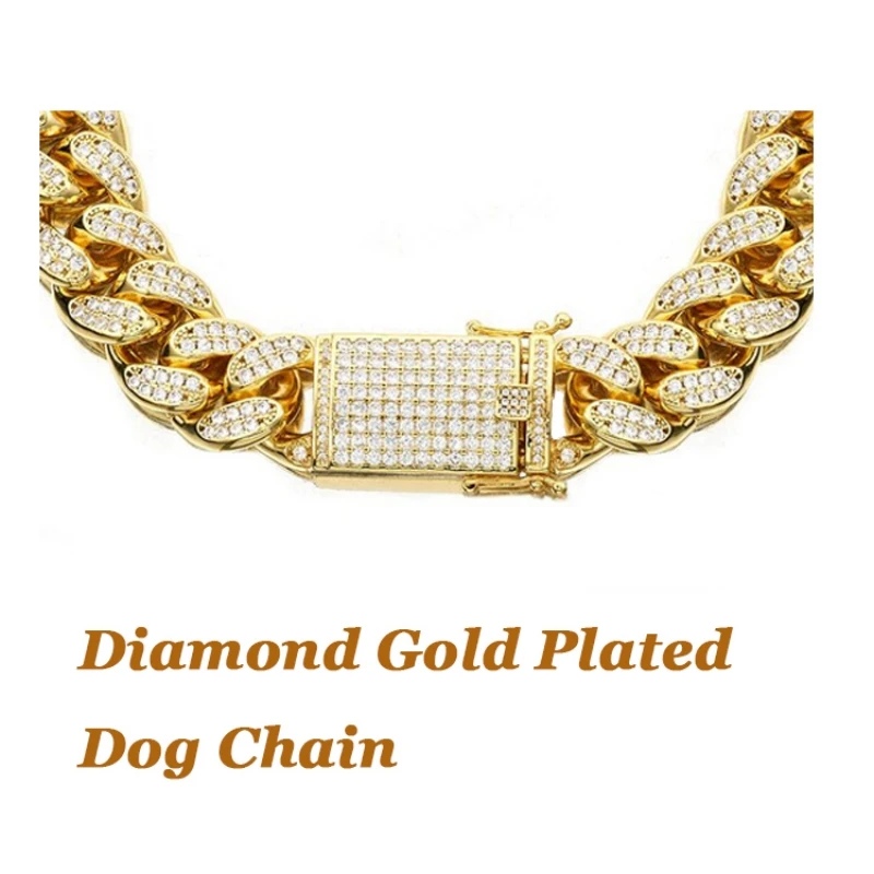 Металлическая дрессировочная цепь для собак Золотая 18 мм ошейники больших