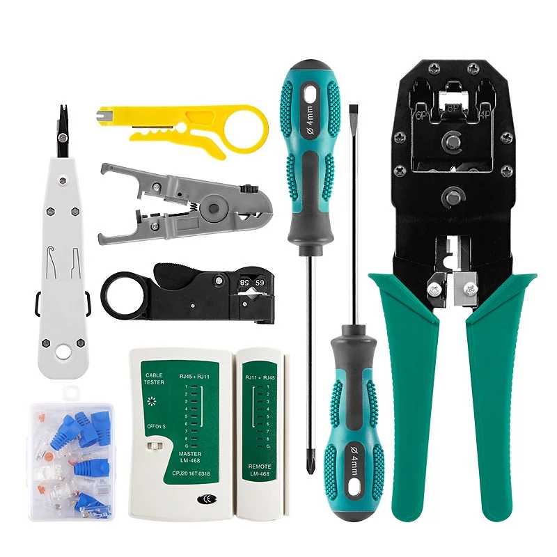 

Network cable DIY hardware tool combination set screwdriver combination tool network installation kit wire stripper tool part