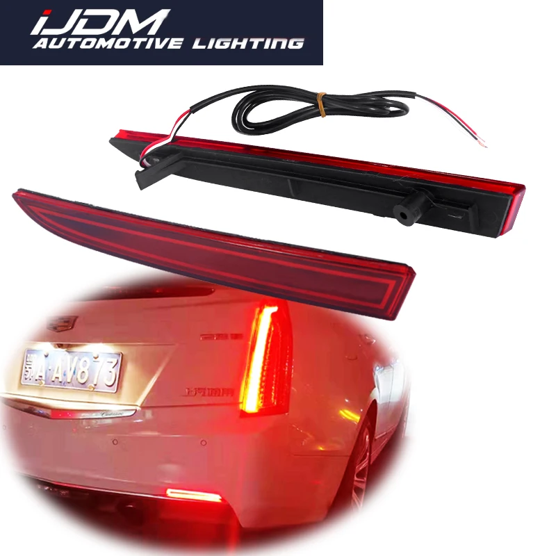 

iJDM For Chevrolet Camaro Traverse Cadillac ATS Sedan XT5 Red LED Rear Bumper Reflector Lights Rear Fog Lights Brake Tail Lights