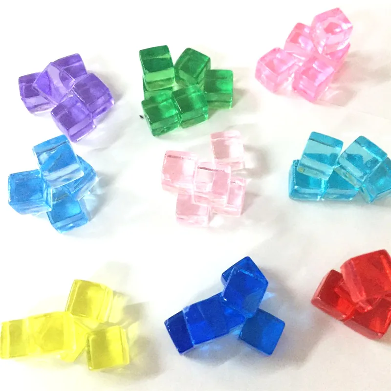 

100Pcs/set 8mm 12 colors Transparent Square Corner Colorful Crystal Dice Chess Piece Right Angle For Puzzle Game Pieces