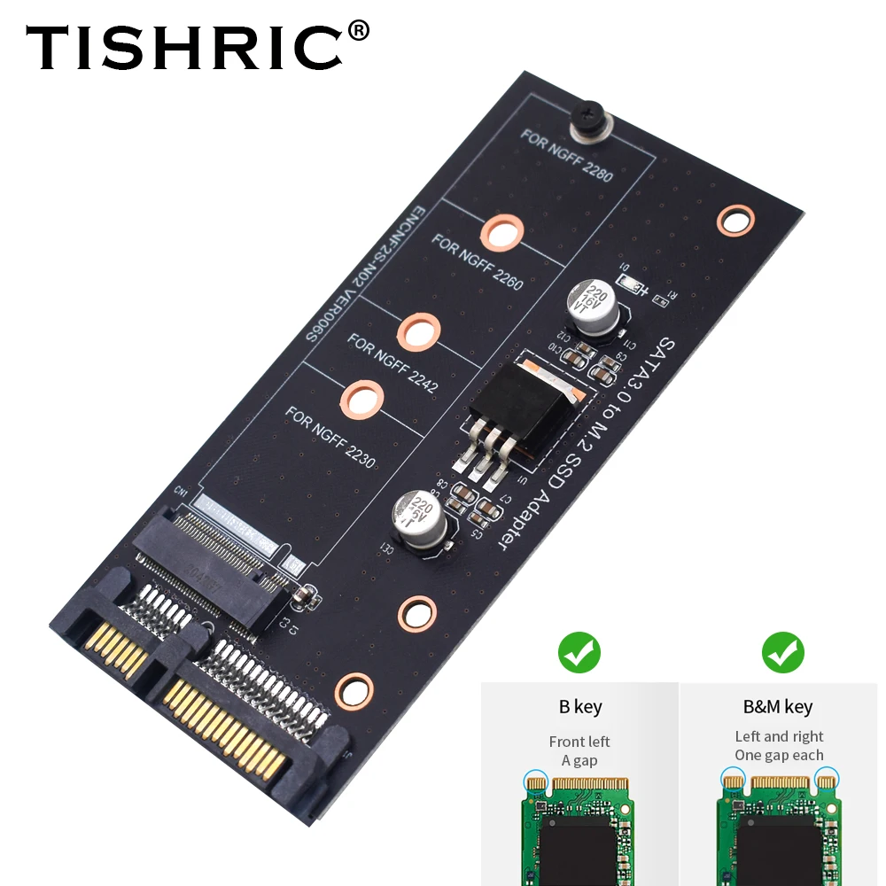 Адаптер TISHRIC SATA3.0 на M.2 SSD один порт NGFF в SATA плата адаптера 22PIN PCI-E Express для 2280 2260 2242 2230