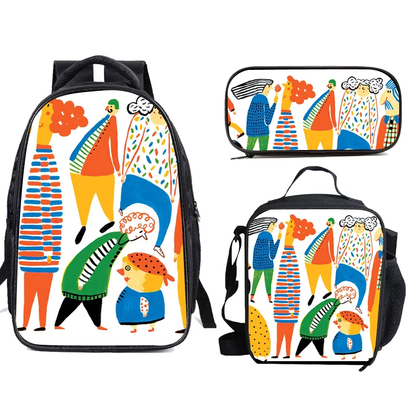 brazilian illustration prints 16in backpacks for school travelling pinic insulation cooler lunch box pencil cases casual daypack free global shipping