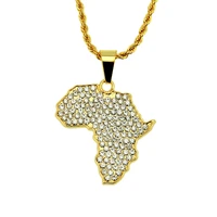 wangaiyao new couple hip hop personality africa diamond map pendant necklace fashion creative commemoration day jewelry gift