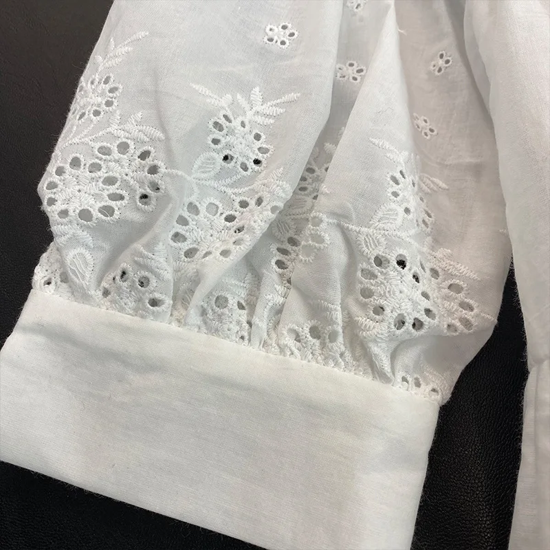 

Women Dress 2021 Spring and Summer New Dress Women White Embroidered Round Neck Dress