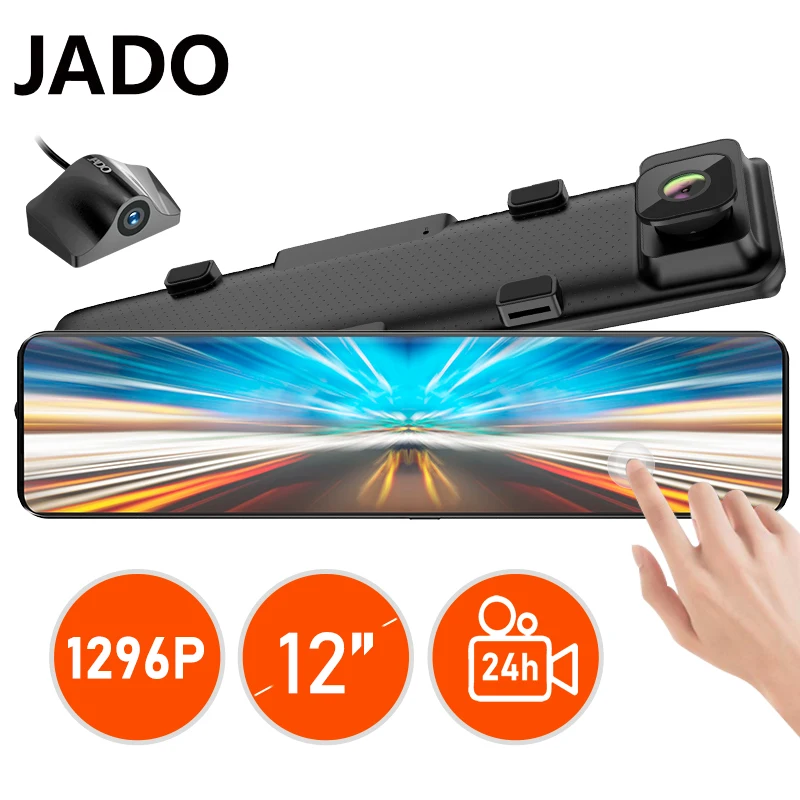 JADO T690 1296P линза дальнего света видео Регистраторы Dash Cam 12 дюймовый автомобильный