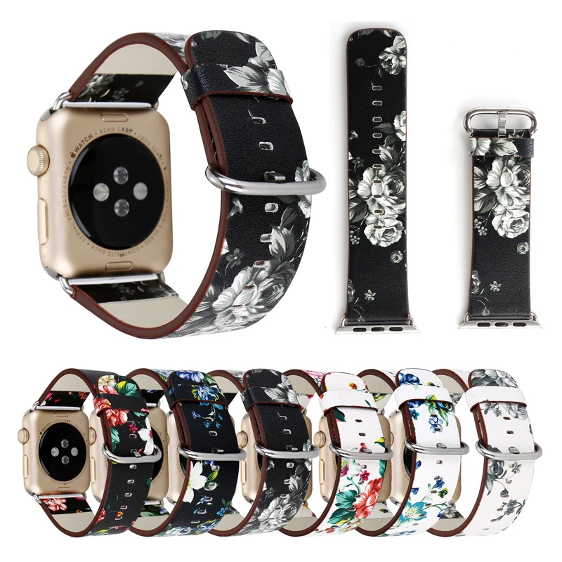 Применимо к Apple Appple ремешок для часов идиллический цветочный кожаный iwatch |
