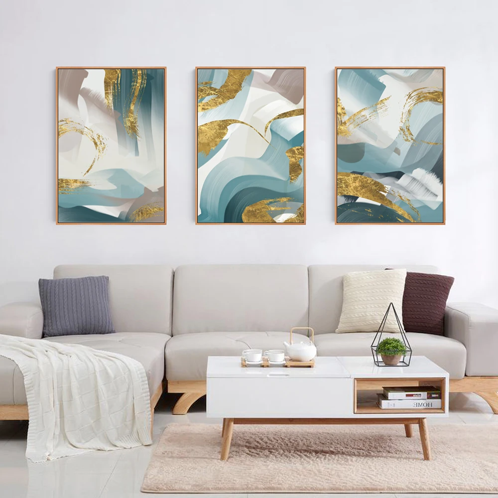 Абстрактная Настенная картина с золотом и жидкостью настенный плакат на холсте