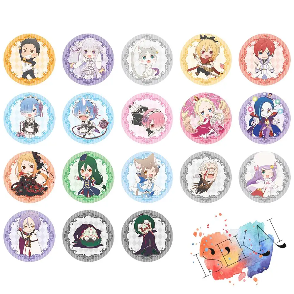 Rezero значок аниме Rem Ram Emilia Felix beатрис Puck Re:Zero kara Hajimeru Isekai Seikatsu Relife металлический