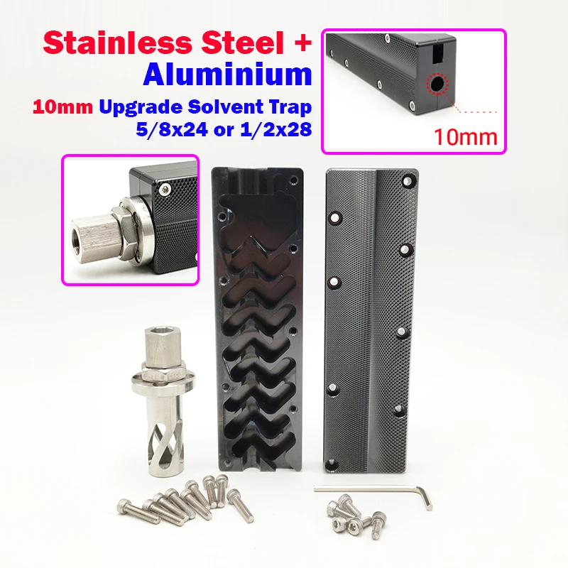 

8.85inch Upgrade Square Solvent Trap 10mm Fuel Filter 5/8x24 or 1/2x28 Oil Filter Cleaning Device Kits Stainless Steel For Napa