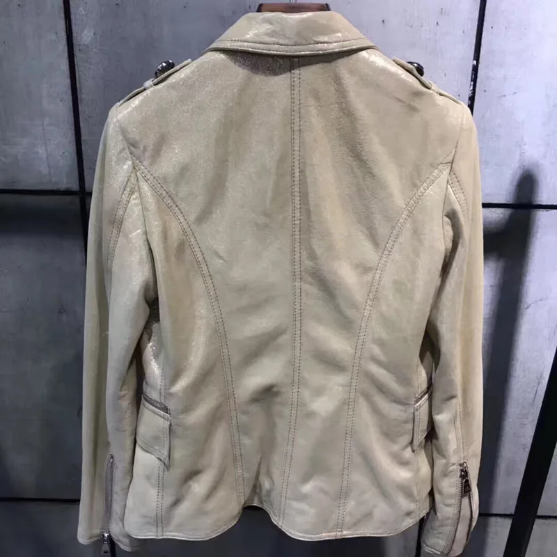 Пальто из 100% овечьей кожи Сезон весна-осень Куртка натуральной Женская одежда 2020