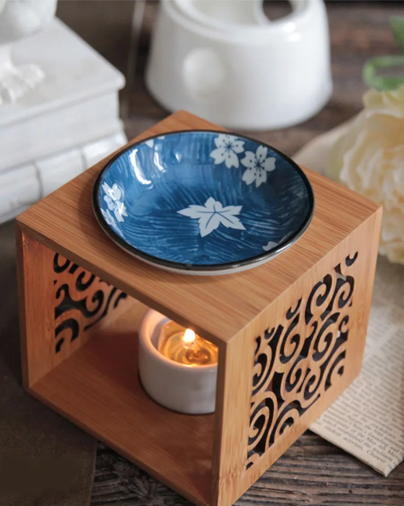 

Delicate Romantic Bamboo Hollow Essential Oil Burner Incense Aroma Diffuser Furnace Home Decoration Home Essentials Living Room