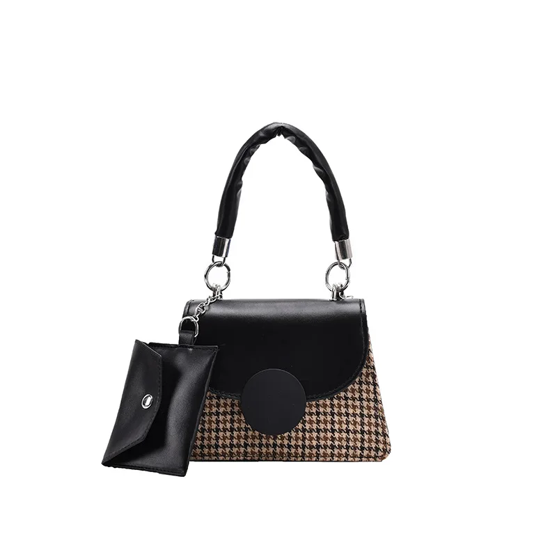 

New Women's Bag 2021 Plaid Handbag Messenger Shoulder Bag Retro Simple Crossbody Small Square Bags For Women