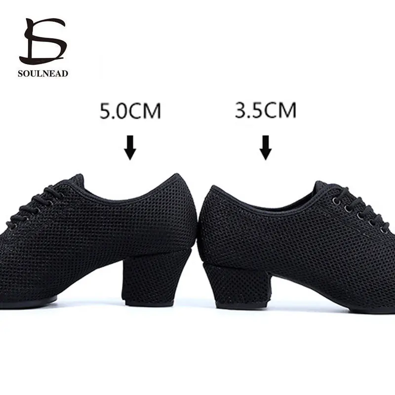 Women Jazz Latin Dance Shoes Adult Ballroom Salsa Tango Shoe Female Middle Heel Non-Slip Training Dancing Sneakers
