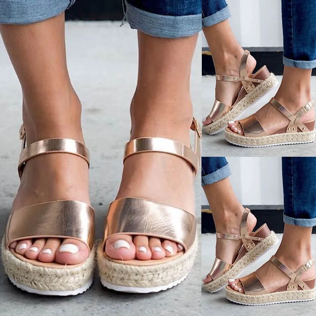 Женские босоножки Летние модные женские сандалии с пряжкой на ремешке пляжные