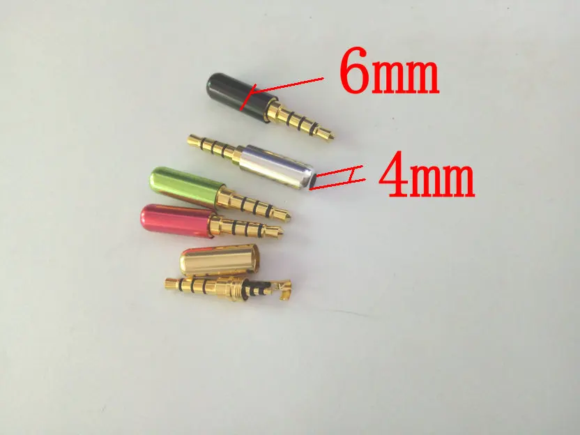 

100pcs 3.5mm 4 poles Stereo Plug soldering ADAPTER 5 colors New