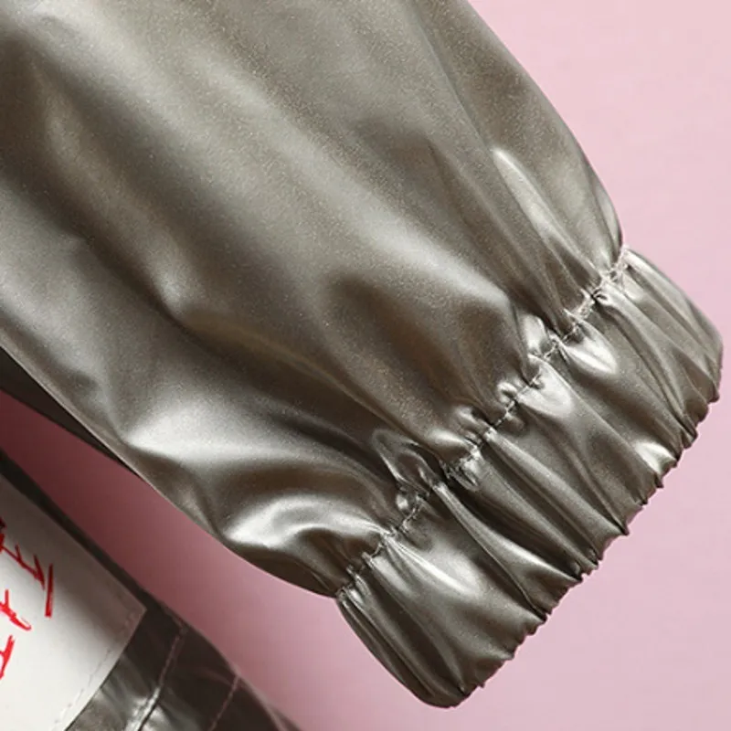 Мужская свободная куртка в стиле хип-хоп серебристая Повседневная с несколькими