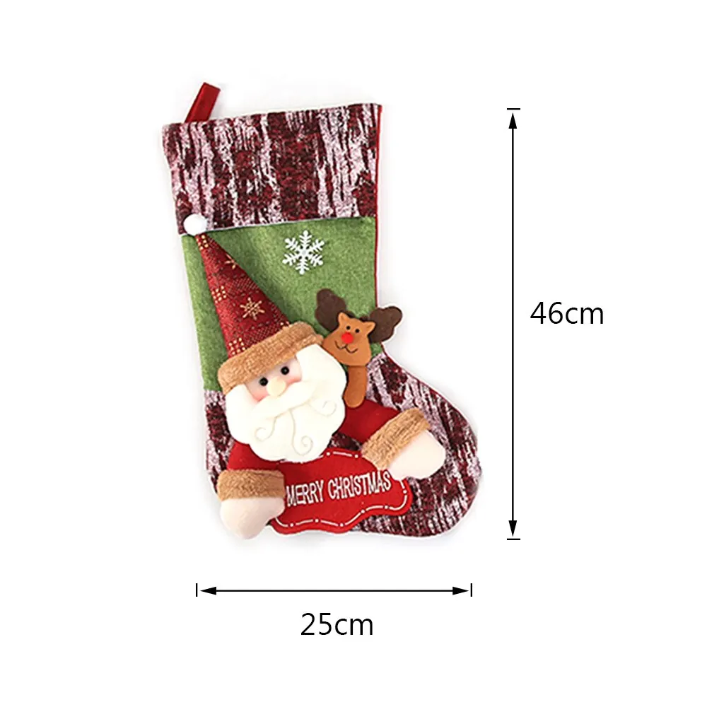 1PC P large Детские сумки для конфет, носки Санта-Клауса, подарок, рождественские чулки, висячие украшения, держатели для подарков, украшения для рождественской елки - Цвет: 1PC P large