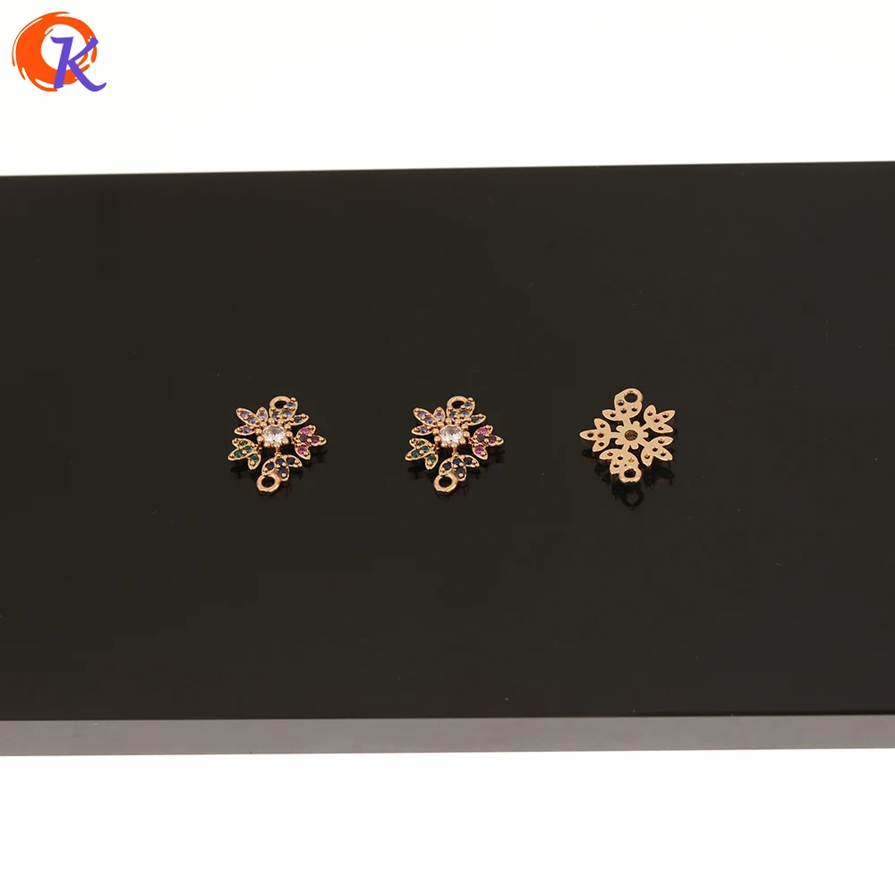

Cordial Design 50Pcs 12*14MM Jewelry Accessories/DIY Making/Hand Made/Flower Shape/Connectors/CZ Charms/Earring Findings