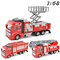 19cm fire rescue series truck car toy model 148 alloy diecast vehicle pull back ladder spray water truck toys for children y213