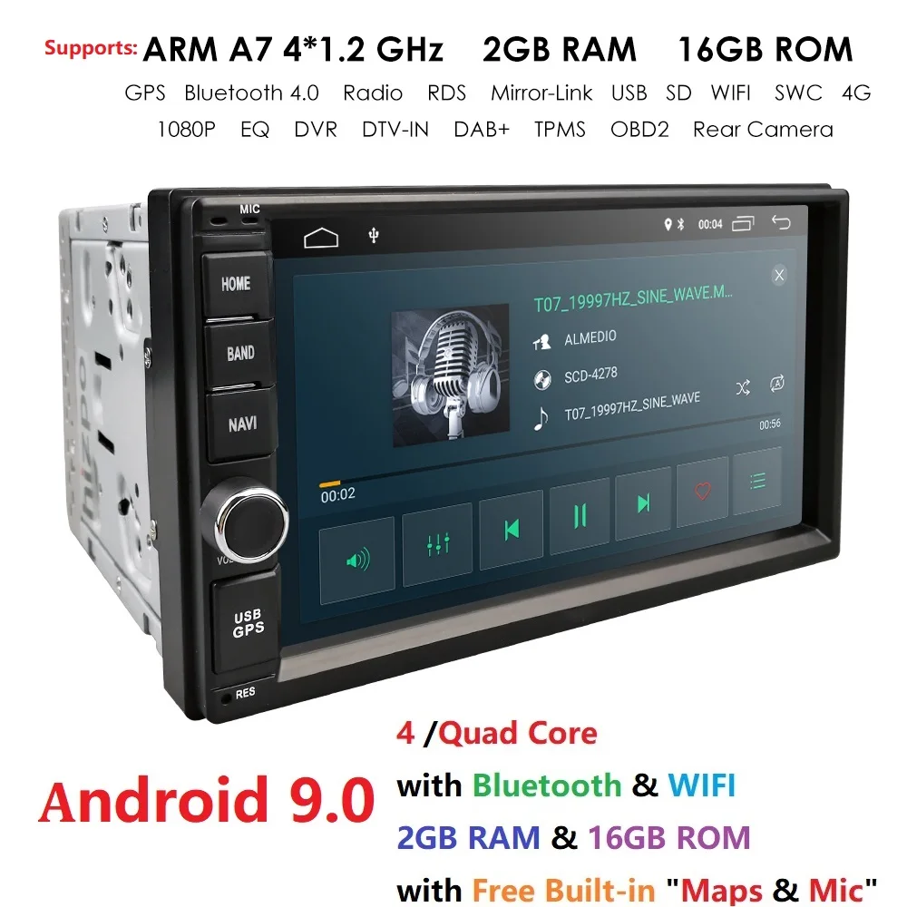 Android9.0 автомобильный nodvd плеер универсальный gps навигатор для x-trail Qashqai x trail juke nissan 1024*600 gps Автомобильный Радио Видео плеер