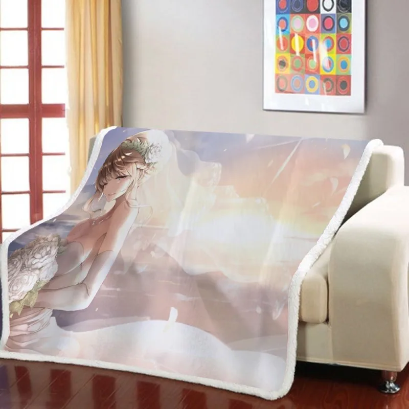 

Girls Dreamy Wedding Dress 3D Blanket Fleece Cartoon Art Print Children Warm Bed Throw Blanket Travel Sofa Bedding 150x200cm