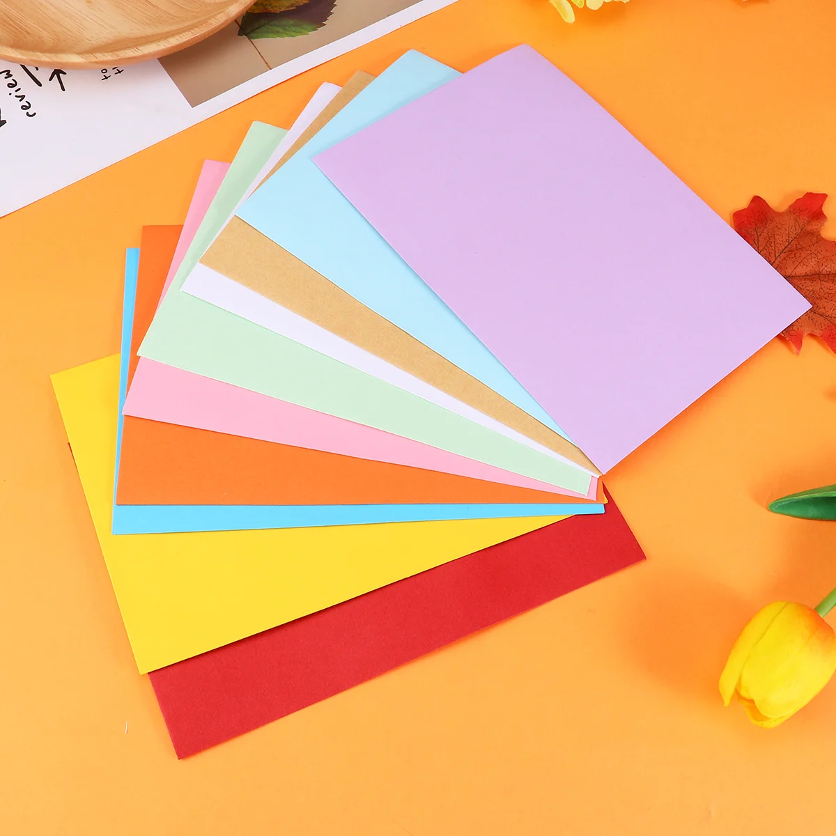 

100 Pcs Plain Kraft Paper Invitations Postcard Envelope for Writing Letters-17.5x12.5cm (Random Color)