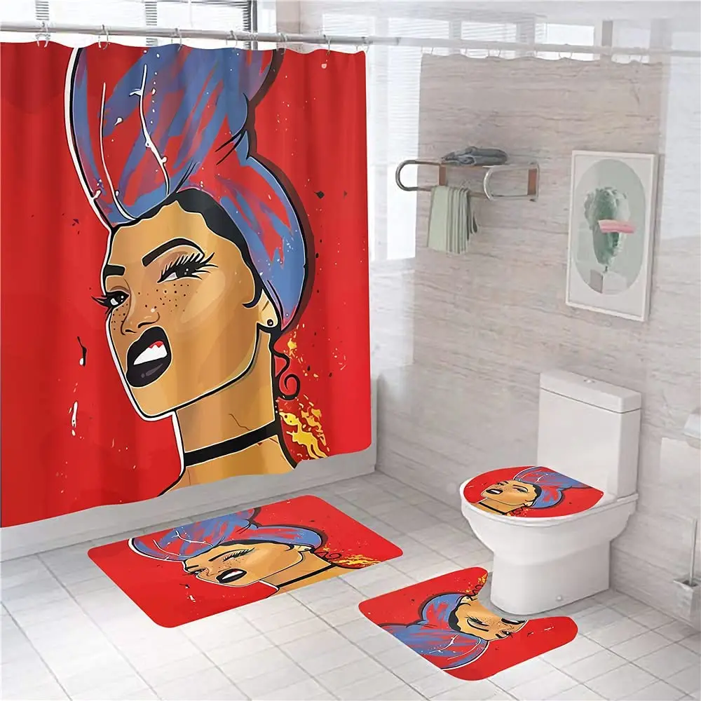 Комплект дамских занавесок для душа с Африканским и американским принтом чехол