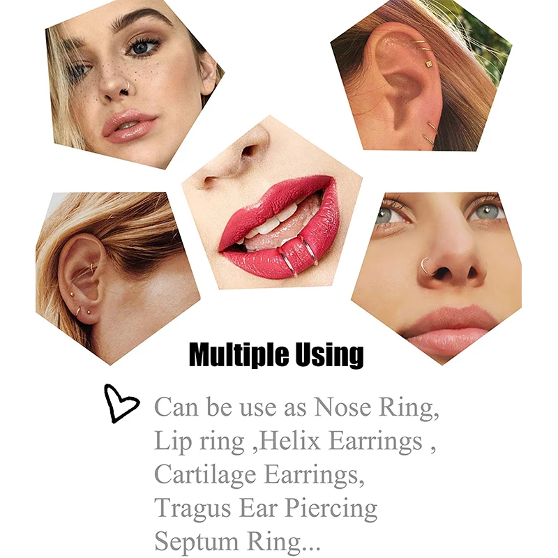 

1pcs Nose Ring Hoop Nose Piercing Septum Piercing Stainless Steel Body Jewelry Piercing 16G 18G 20G 22G Body Piercing