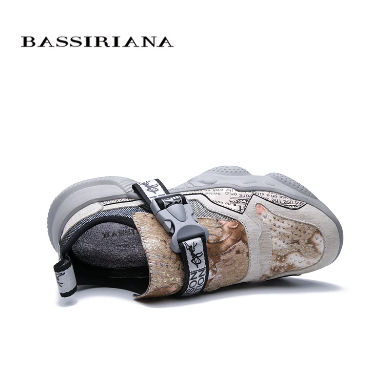 BASSIRIANA2019 новые женские туфли кожаные цвета, соответствующие тренду на толстой подошве удобные модные спортивные туфли