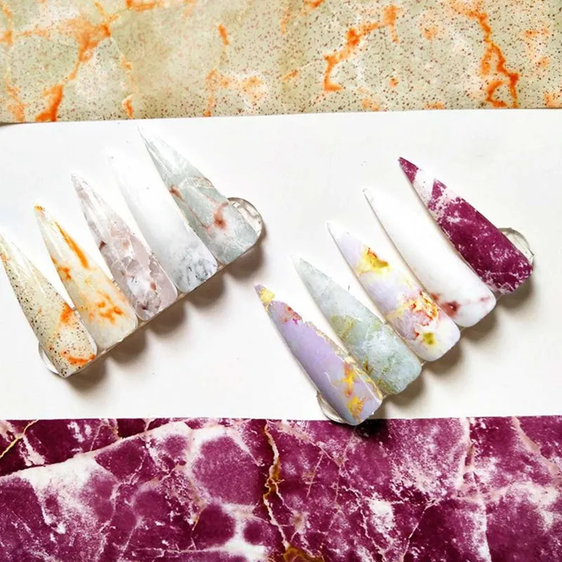 125x4cm Nail Foils Marble Series Pink Blue Paper Art Transfer Sticker Slide Decal Nails Accessories 1 Box | Красота и здоровье