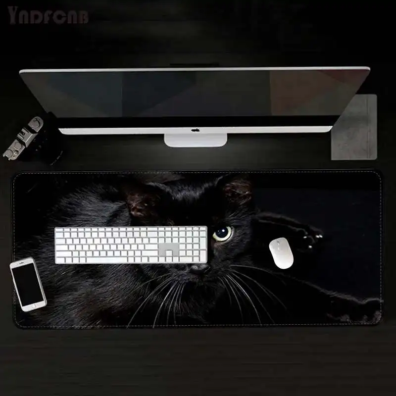 

YNDFCNB Black Cat beautiful eyes large gaming mousepad L XL XXL gamer mouse pad Size for mouse pad Keyboard Deak Mat for Cs Go