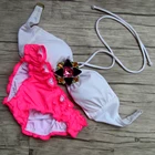 Дизайнерский комплект бикини с кристаллами и бриллиантами, белый купальник для женщин, купальник 2019, бикини с розовым низом, купальный костюм на заказ