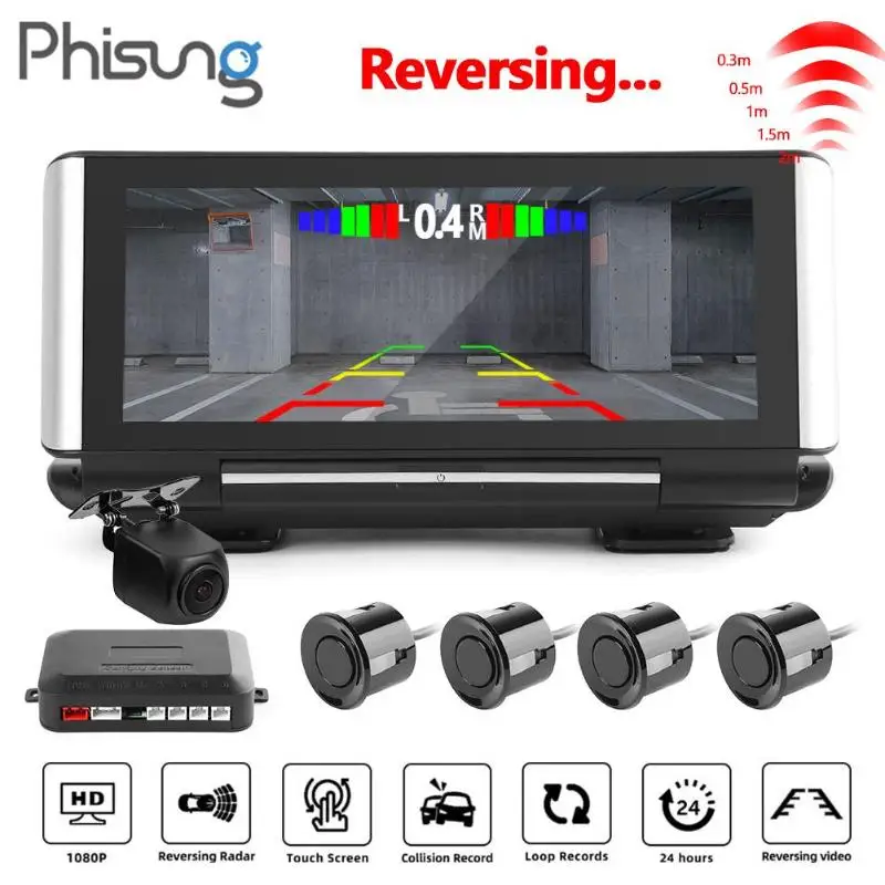 Phisung W09 + Автомобильная dvr камера с парковочным реверсивным радаром двойным