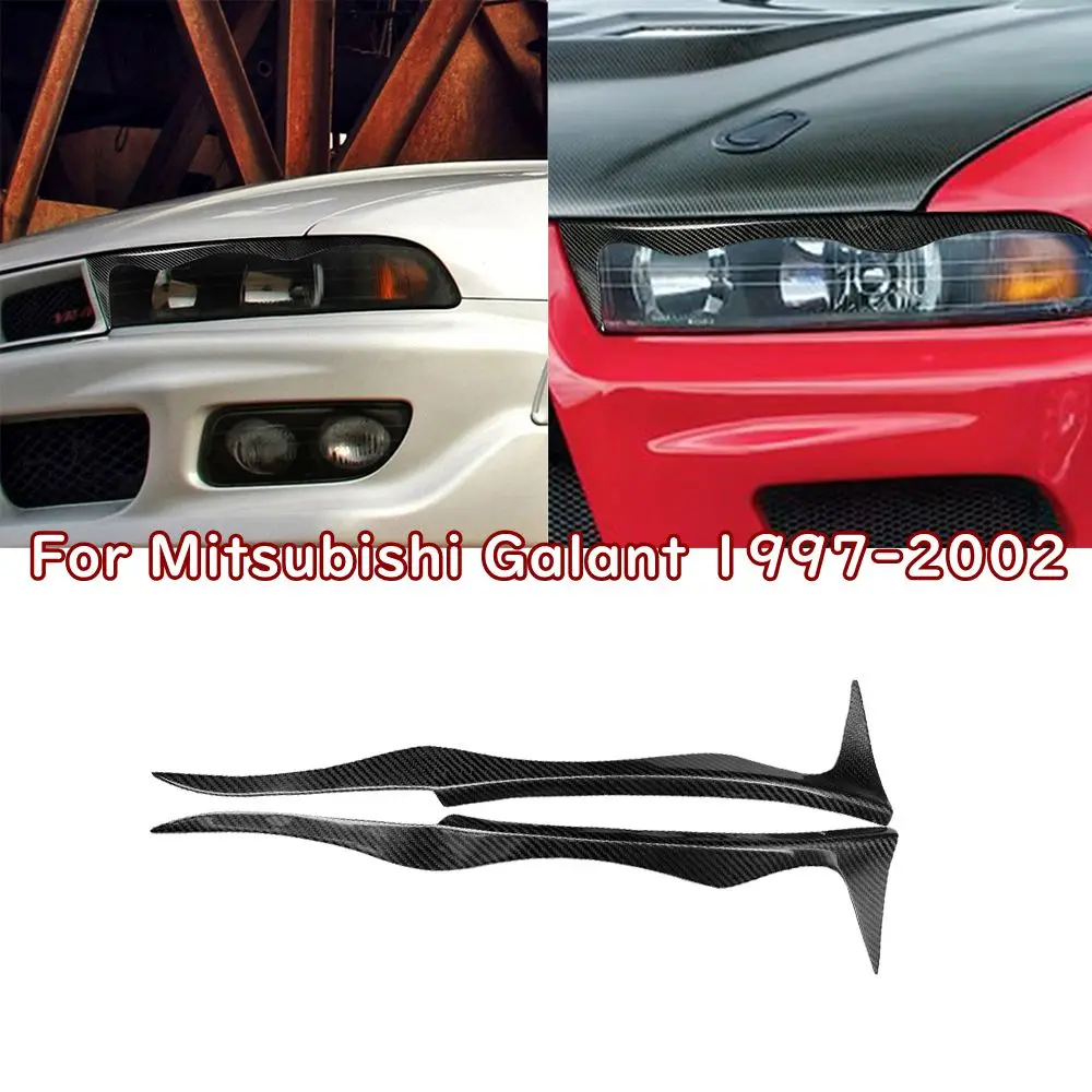 

1 pair Carbon Fiber Headlight Eyelid eyebrow Cover For Mitsubishi Galant 1997 1998 1999 2000 2001 2002 Car Accessories